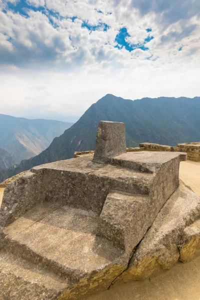 Machu Picchu Peru Eylül 2018 Nkalar Tarafından Oyulmuş Bir Astronomik — Stok fotoğraf