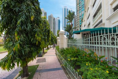 Panama City skyline Punta Paitilla Panama City en seçkin bölgelerinden birinde gökdelenlerin hayran yürüyüş yapabilirsiniz 25 Eylül 2018 yılında bu yaya yolu