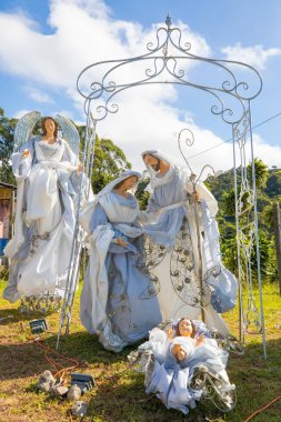 Boquete Panama 16 Aralık 2018 Noel süsleri de kurulur Boquete merkezi. Bu nativity sunumu sergiliyor