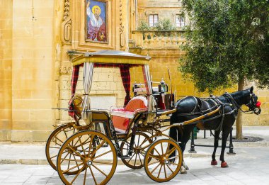 Malta 29 Mayıs 2010 bu çizilmiş at arabası en andıran yerler keşfetmek onlara eşlik turist başkentin tarihi merkezinde bekliyor.