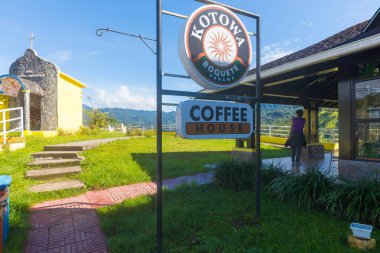 Boquete şehir Panama Cumhuriyeti Ocak 2019 Kosta Rika ile sınır boquete şehrin kafeteryalar biridir. Bu köyde kahve ton üretilen ve her yıl verilen.