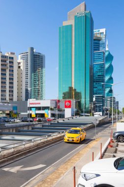 Panama city Panama Ocak 2019 panoramik sokak fiftieth Obarrio semtinden Panama City güneşli bir günde. Bu alanda ticari faaliyetlerinin tam ve en büyük şirketleri burada temel alan.