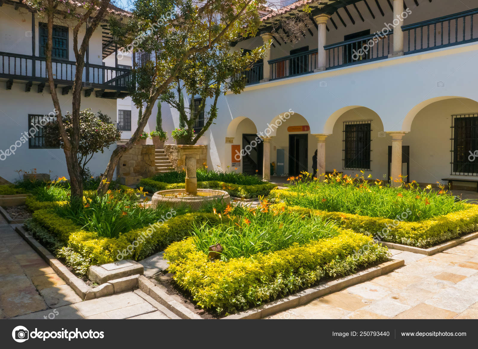bogota inner courtyard and fountain of coin museum stock editorial photo c markpittimages gmail com 250793440
