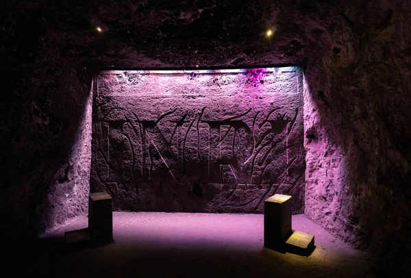 Colombia Zipaquira cave excavated in the salt mine in memory of — Stock Photo, Image