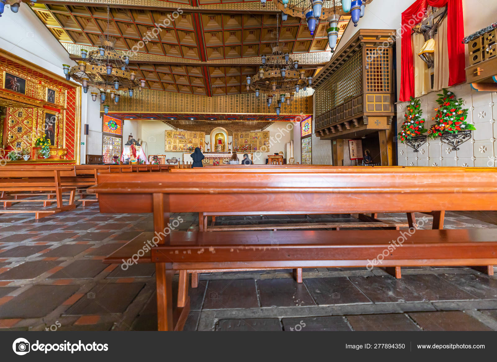 Colombia Guatavita Parish Interior View Stock Editorial Photo