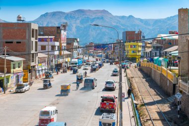 Sicuani Peru şehrin havadan görünümü