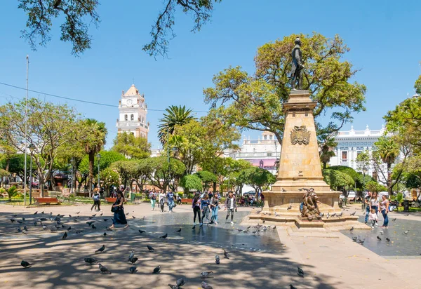 Sucre Bolivia 25 mei vierkante tuinen panoramisch uitzicht — Stockfoto