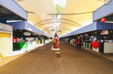 Campo Grande, Brezilya - 10 Ağustos 2018: XIII Festivali yapmak Soba Feira orta Campo Grande City Event'de tematik Japon dekorasyon. Gastronomi ve kültürel olay.