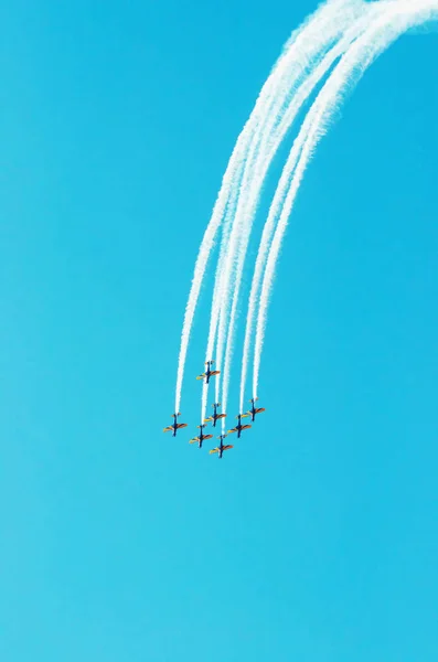 Κάμπο Γκράντε Βραζιλία Σεπτεμβρίου 2018 Αεροπλάνα Επτά Fab Esquadrilha Fumaca — Φωτογραφία Αρχείου