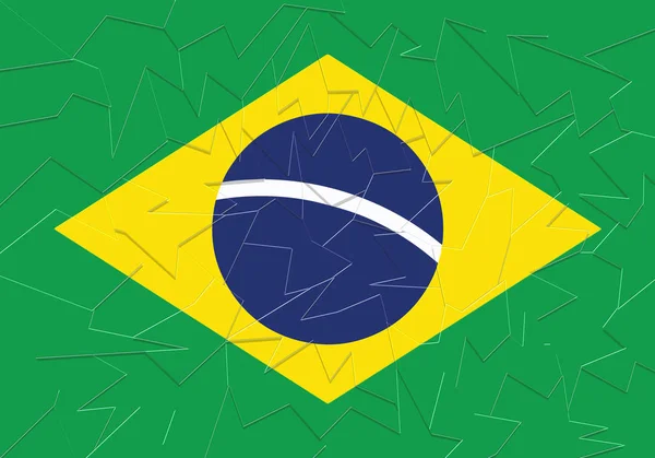 Cracked Brazilian Flag Pieces Flag Words Stars Nation Difficulties — Stock Photo, Image