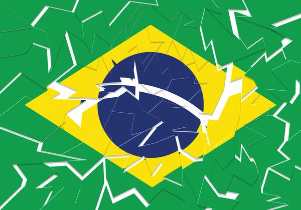 Zerrissene Brasilianische Flagge Einzelteile Flagge Ohne Worte Und Sterne Nationale — Stockfoto