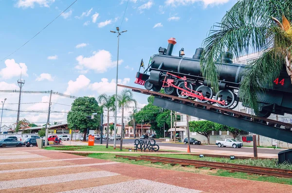 Campo Grande Brazil October 2018 Monument Big Black Train Inclined — Stock Photo, Image