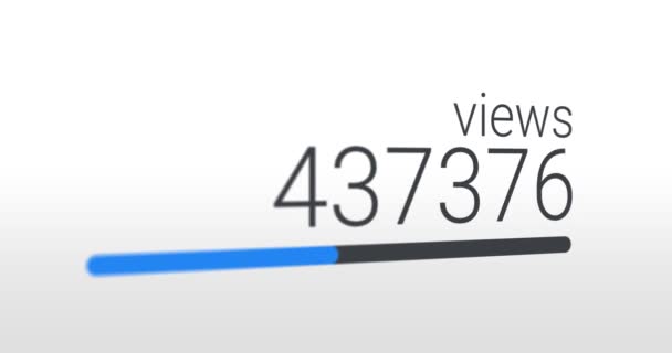 Просмотры Встречной Анимации Индикатор Прогресса Быстро Увеличивается Количество Просмотров Реальном — стоковое видео