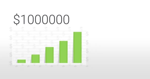 Gráfico Negócios Gráfico Crescente Com Contador Ascendente Zero Milhão Dólares — Vídeo de Stock