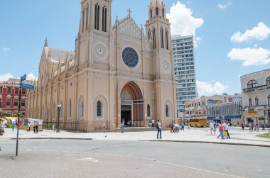Curitiba - PR, Brazil - December 14, 2018: Curitiba cathedral. Catedral Basilica Menor de Nossa Senhora da Luz dos Pinhais, historical center of Curitiba.