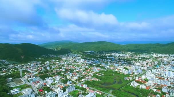 Légi Panorámás Kilátás Nyílik Város Strand Praia Bombas Város Bombinhas — Stock videók