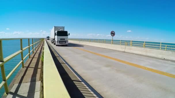 Brésil Décembre 2018 Vue Pont Autoroutier Dessus Fleuve Parana Pont — Video
