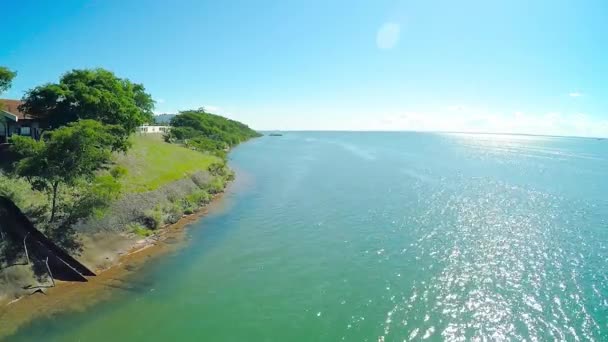 Widok Brzegi Rzeki Parana Granicy Między Mato Grosso Sul Sao — Wideo stockowe