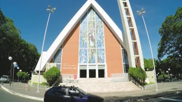 Londrina Βραζιλία Δεκεμβρίου 2018 Μπροστά Καθεδρικός Ναός Catedral Metropolitana Londrina — Αρχείο Βίντεο