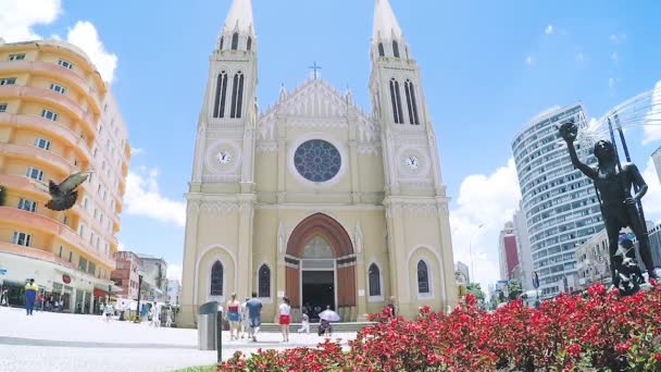 Curitiba Βραζιλία Δεκεμβρίου 2018 Curitiba Καθεδρικός Ναός Catedral Βασιλική Menor — Αρχείο Βίντεο