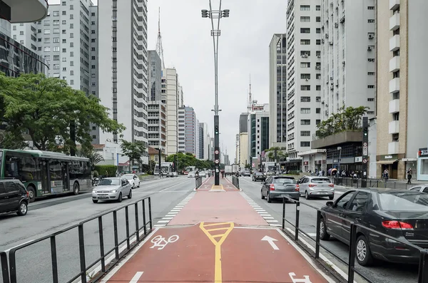 Fietspad van de Paulista Avenue — Stockfoto