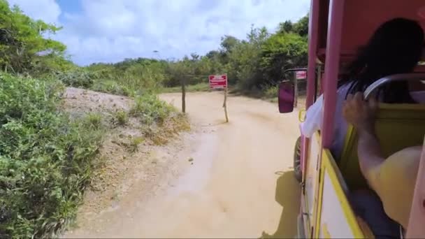 Conde Brasil Februar 2019 Pink Tourism Bus Kalt Penelope Charmosa – stockvideo