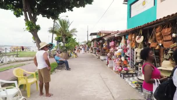 Cabedelo Brasil Fevereiro 2019 Rua Com Lojas Que Vendem Artesanato — Vídeo de Stock