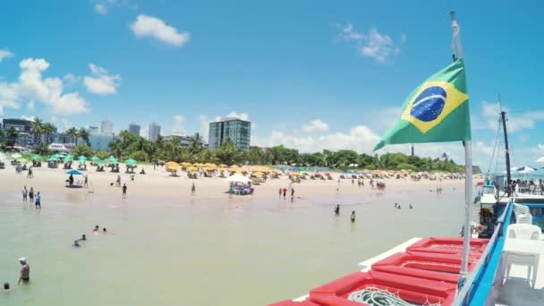Joao Pessoa 브라질 2019년 24일 브라질 국기가 브라질 탐바우 해변의 — 비디오