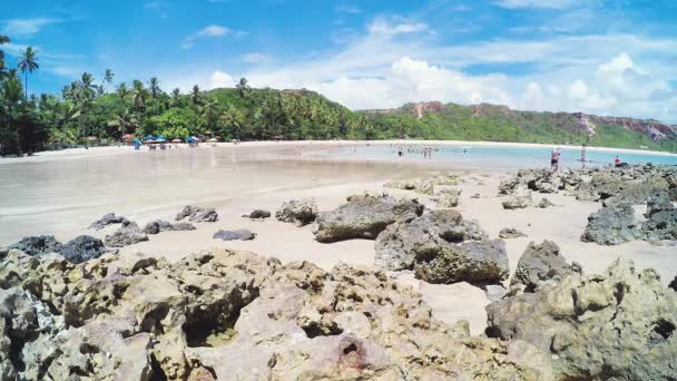 Časové Video Pláži Praia Coqueirinho Costa Conde Brazílii Lidé Turisté — Stock video