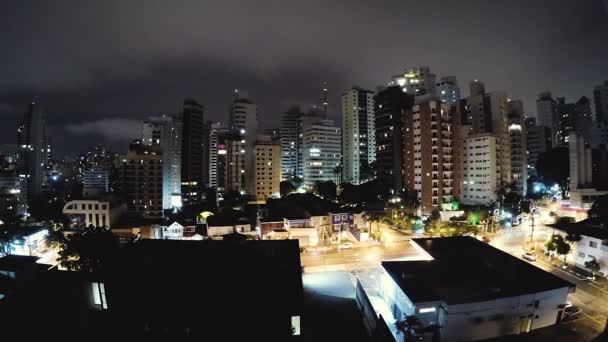 Тімелаце Відео Сан Паулу Нічний Будівлі Міста Сан Паулу Похмуру — стокове відео