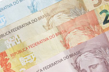 Brezilya reel banknotlar arka plan.