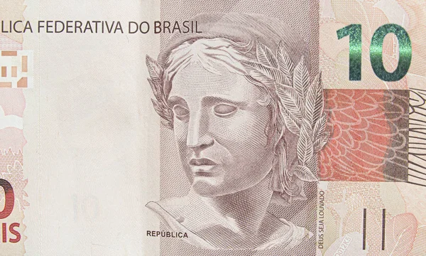 Brazilská 10 pravá bankovka. — Stock fotografie