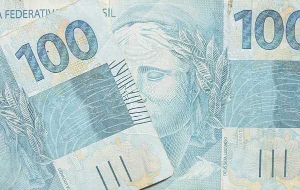 Brasilianska hundra riktiga sedlar — Stockfoto