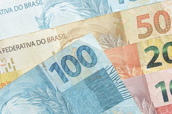 A brazil valódi bankjegyek háttere. — Stock Fotó