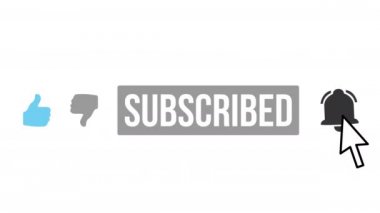 Gibi, abone ve bildirim zili etkinleştirin. Bir videonun internet üzerindeki abone düğmelerini etkinleştirme. Sosyal medyada kullanıcı etkileşiminin animasyonu.