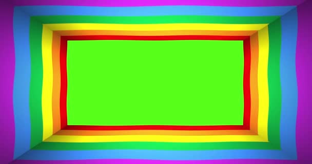Silná Rámová Dekorace Duhovou Vlajkou Mávání Animací Koncept Homosexuální Hrdosti — Stock video