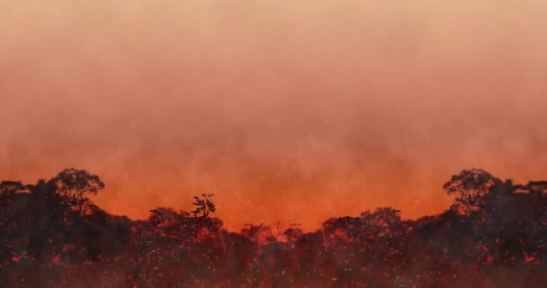 Forêt Feu Animation Arbres Feu Vague Chaleur Étincelles Incendie Criminel — Video