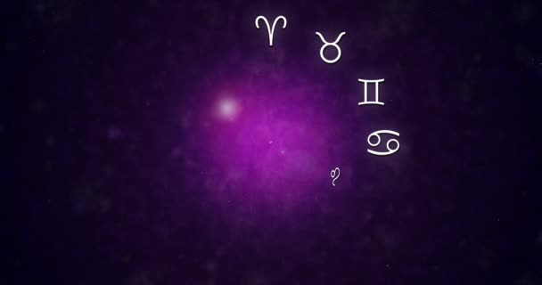 Zodiac Signs Space Aquarius Aries Cancer Capricorn Gemini Leo Scorpio — Stock Video