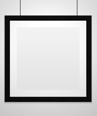 Sanat müzesi tek kare çerçevesi beyaza izole edilmiş. Siyah çerçeve. 3B görüntüleme.