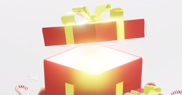 Opening Christmas Gift Box Glowing Light Loop Animation Opening