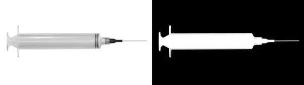 Sprøjte Med Vaccine Isoleret Hvidt Med Alfa Maske Indsprøjtningsskabelon Til - Stock-foto