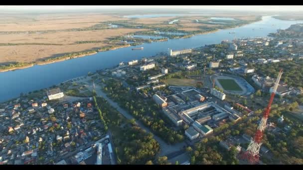 Grande Cidade Filmada Partir Uma Altura 100 Metros Câmera Vira — Vídeo de Stock