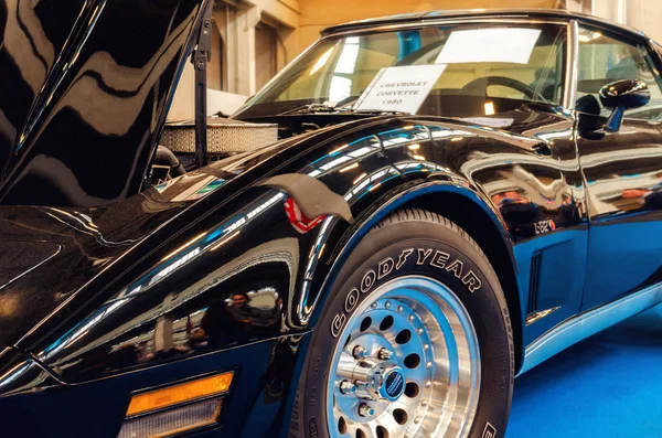 Turin Italy March 2018 Black 1980 Chevrolet Corvette Classic American — Stock Photo, Image