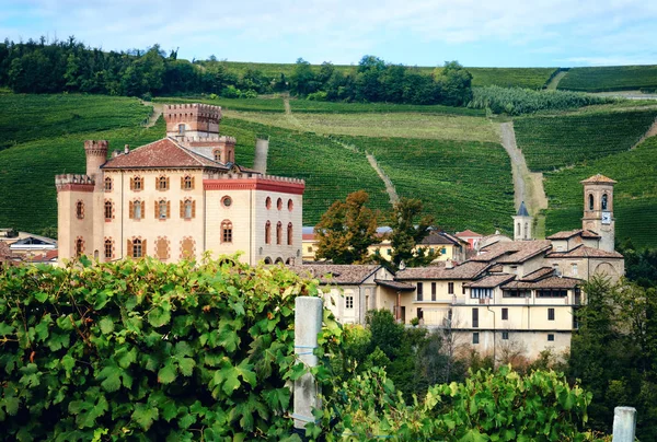 Πανόραμα Του Barolo Piedmont Ιταλία Την Πόλη Μεσαιωνικό Κάστρο Και — Φωτογραφία Αρχείου