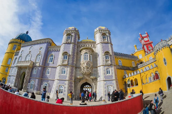 Sintra Portugal Fevereiro 2019 Vista Frontal Exterior Palácio Pena Famoso — Fotografia de Stock