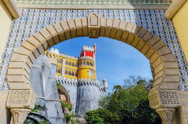 Sintra Portugal Fevereiro 2019 Vista Exterior Palácio Pena Famoso Castelo — Fotografia de Stock