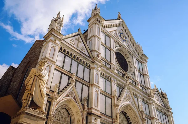 Biała Marmurowa Fasada Słynnego Gotyckiego Kościoła Santa Croce Florencji Włochy — Zdjęcie stockowe
