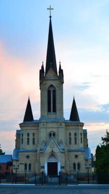 Lutsk, Ukrayna. Lutheran kilisesi Lutsk, şehrin ana turistik, tarihi ve mimari parçası Old Town yer almaktadır