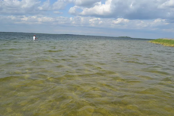 Transparent Vatten Vid Sjön Svitiaz Solig Dag Sjöarna Shatsk Shatsky — Stockfoto