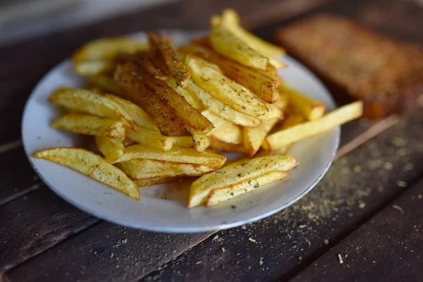 French Fries White Plate — Stock Photo, Image